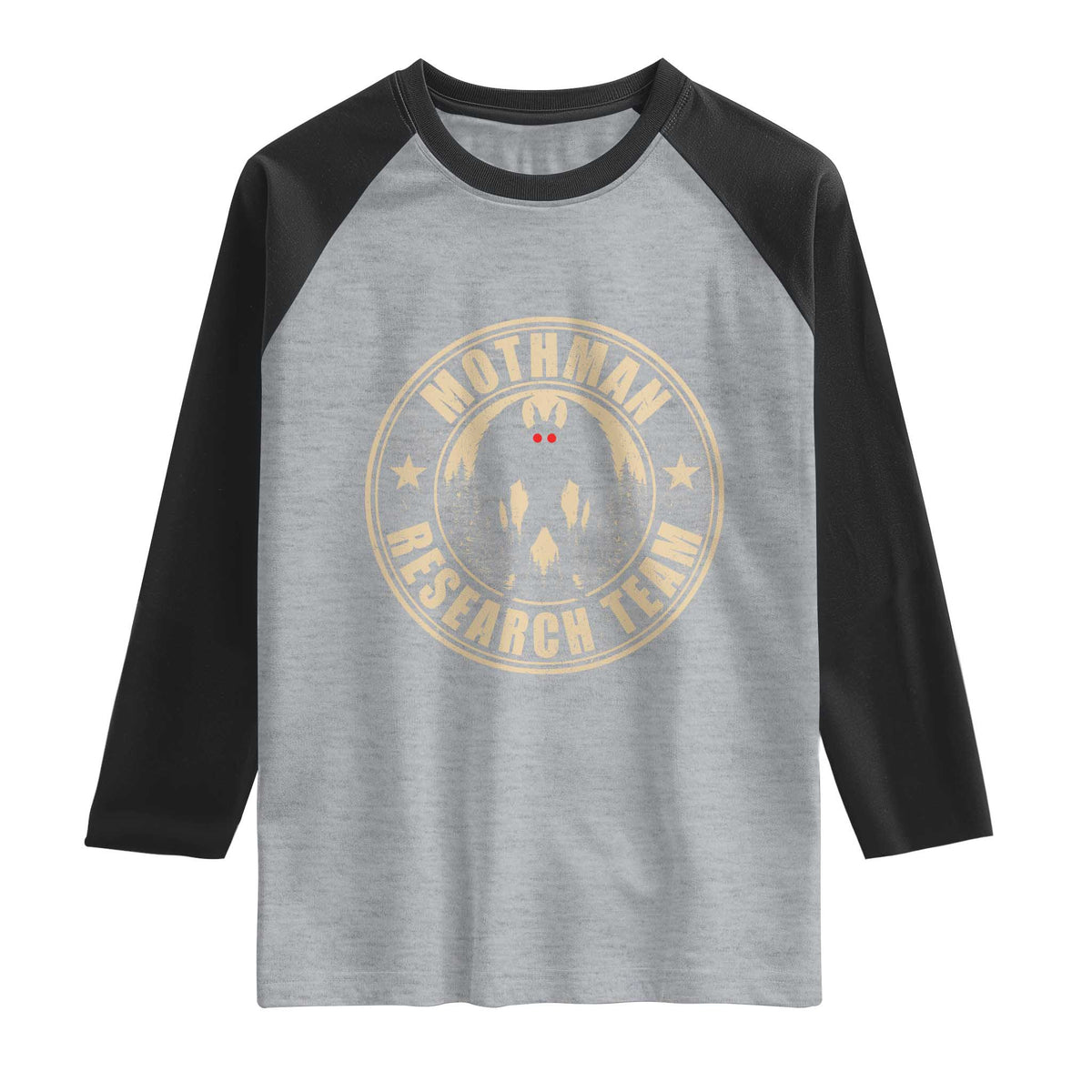 Funny Mothman Research Team Raglan Shirt Cryptozoology Cryptid Hunting