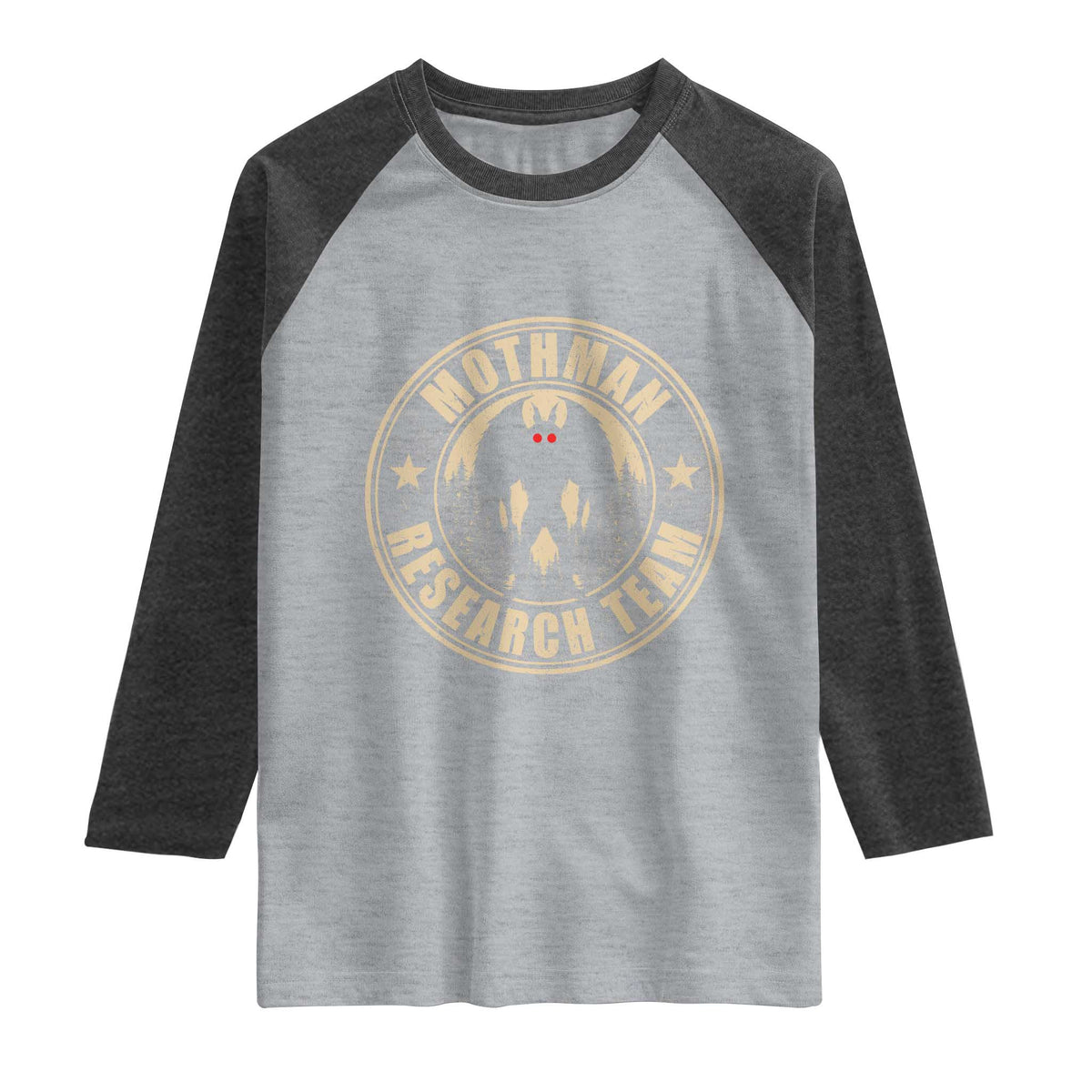 Funny Mothman Research Team Raglan Shirt Cryptozoology Cryptid Hunting