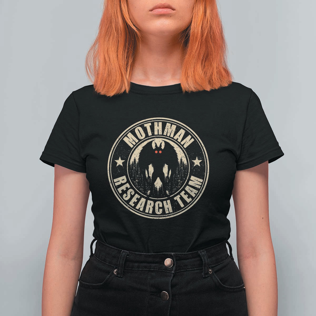 Funny Mothman Research Team T Shirt For Women Cryptozoology Cryptid Hunting