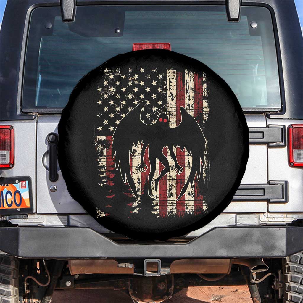 Mothman American Flag Patriotic Cryptid Creature Spare Tire Cover