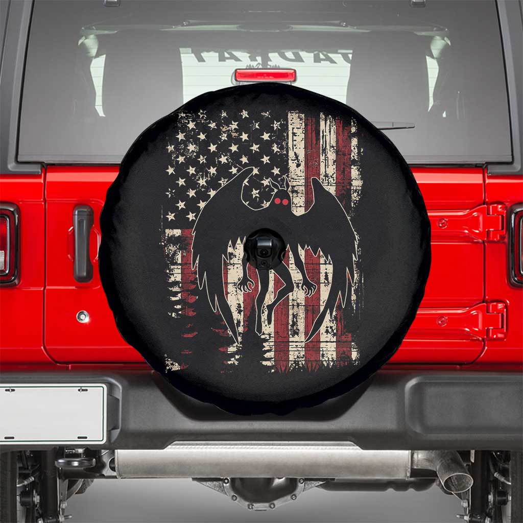 Mothman American Flag Patriotic Cryptid Creature Spare Tire Cover