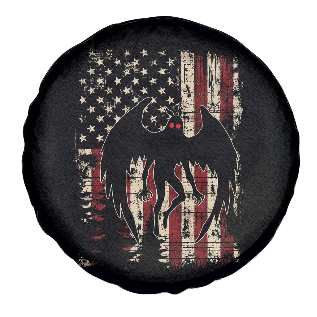 Mothman American Flag Patriotic Cryptid Creature Spare Tire Cover