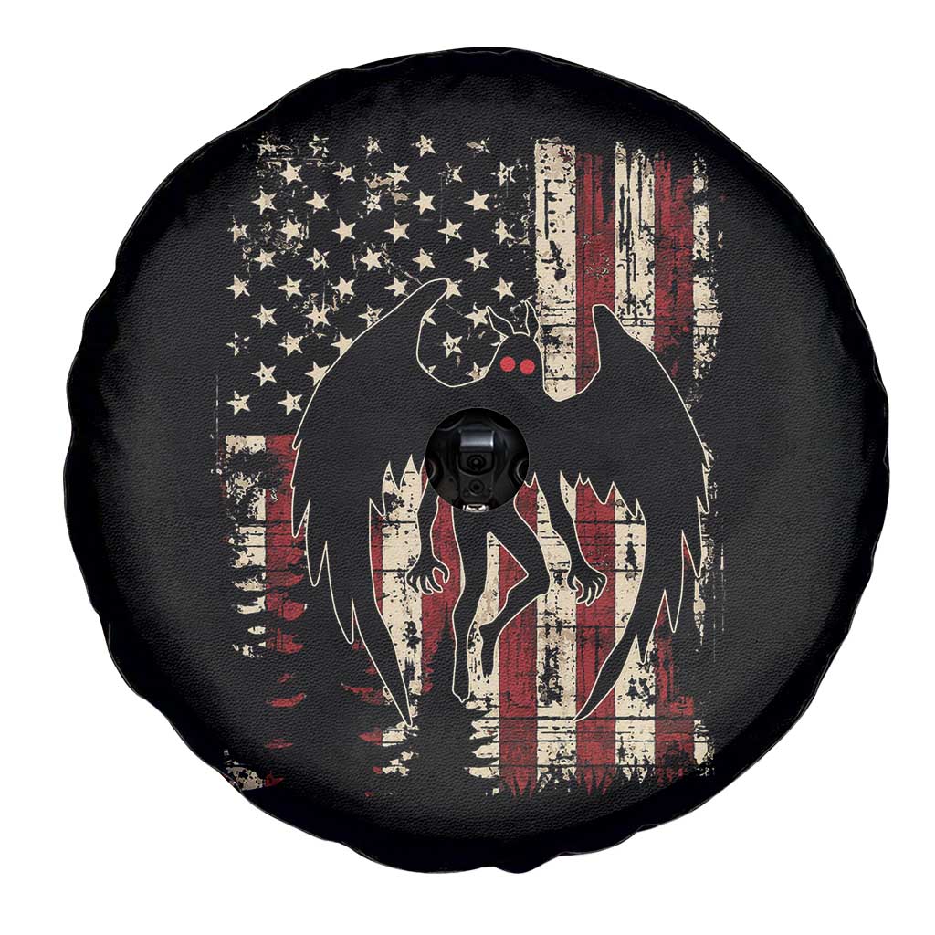Mothman American Flag Patriotic Cryptid Creature Spare Tire Cover