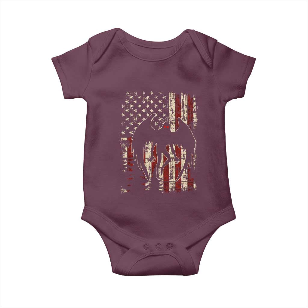 Mothman American Flag Patriotic Cryptid Creature Baby Onesie
