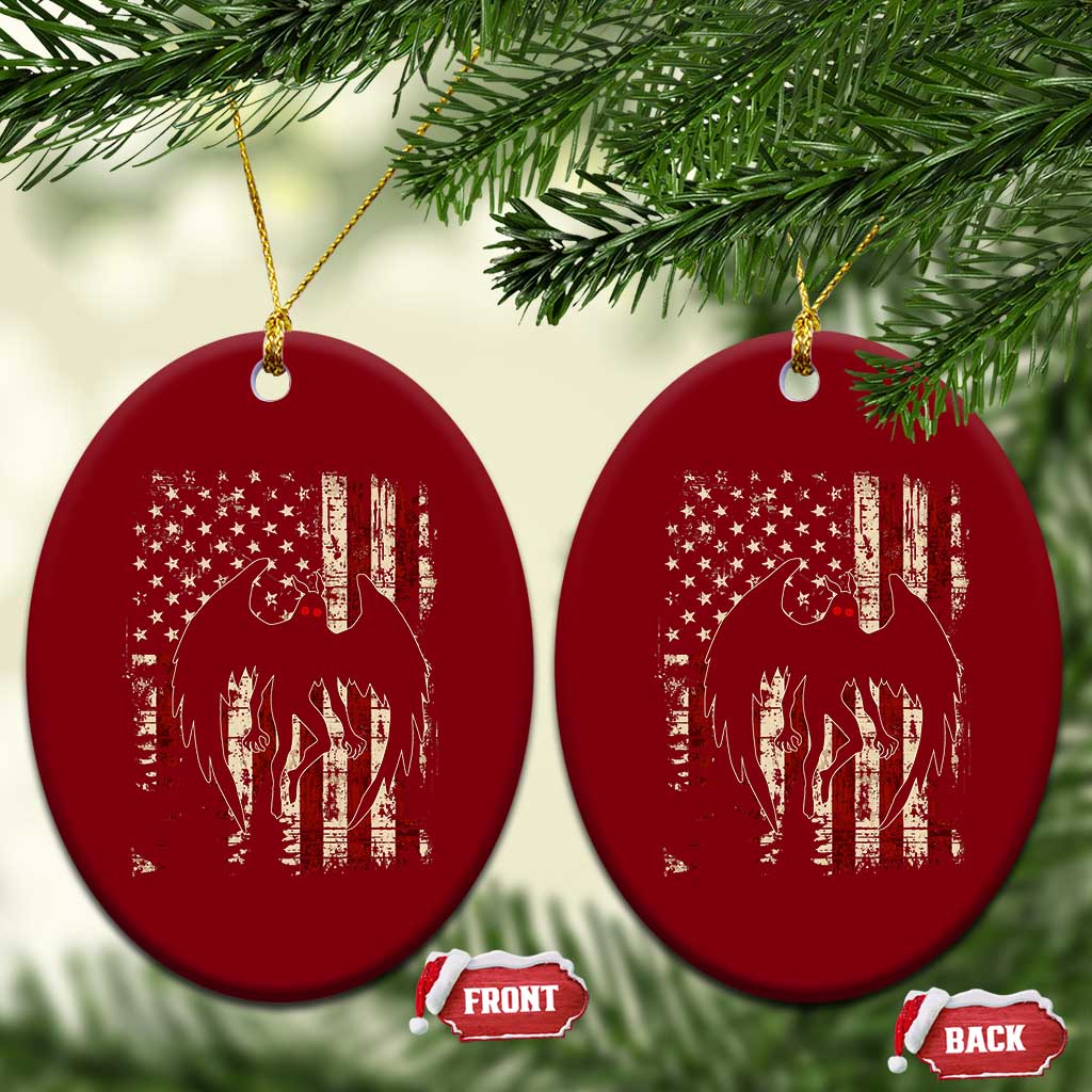 Mothman American Flag Patriotic Cryptid Creature Ceramic Ornament