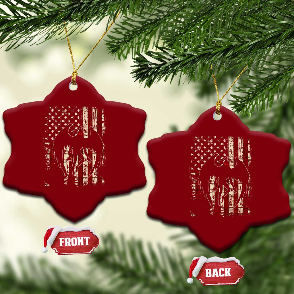 Mothman American Flag Patriotic Cryptid Creature Ceramic Ornament