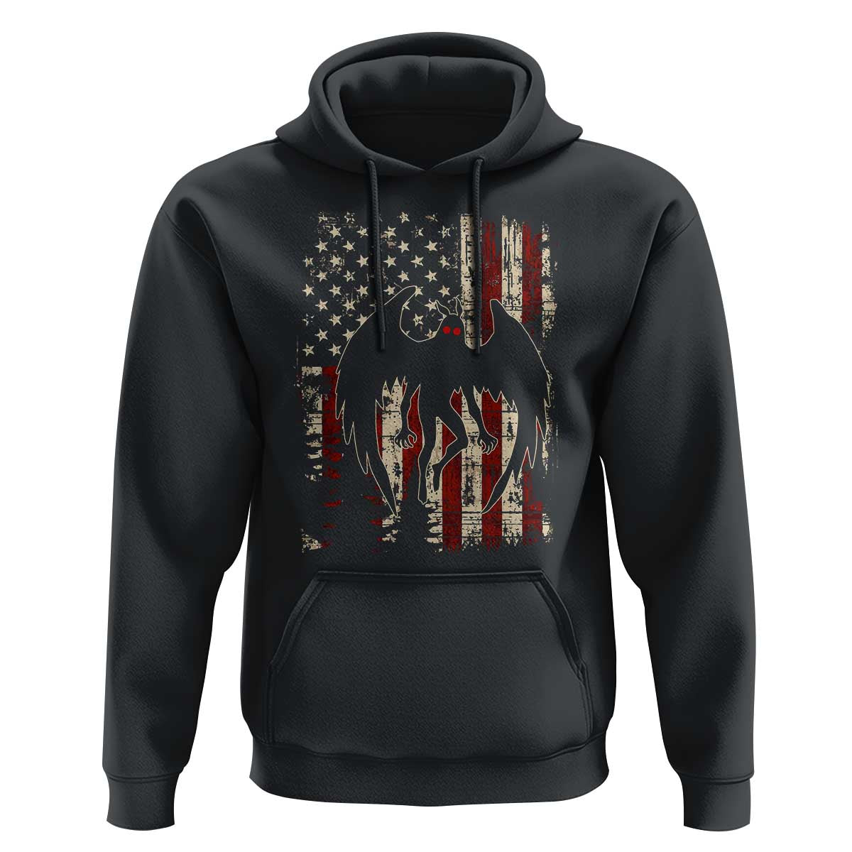 Mothman American Flag Patriotic Cryptid Creature Hoodie