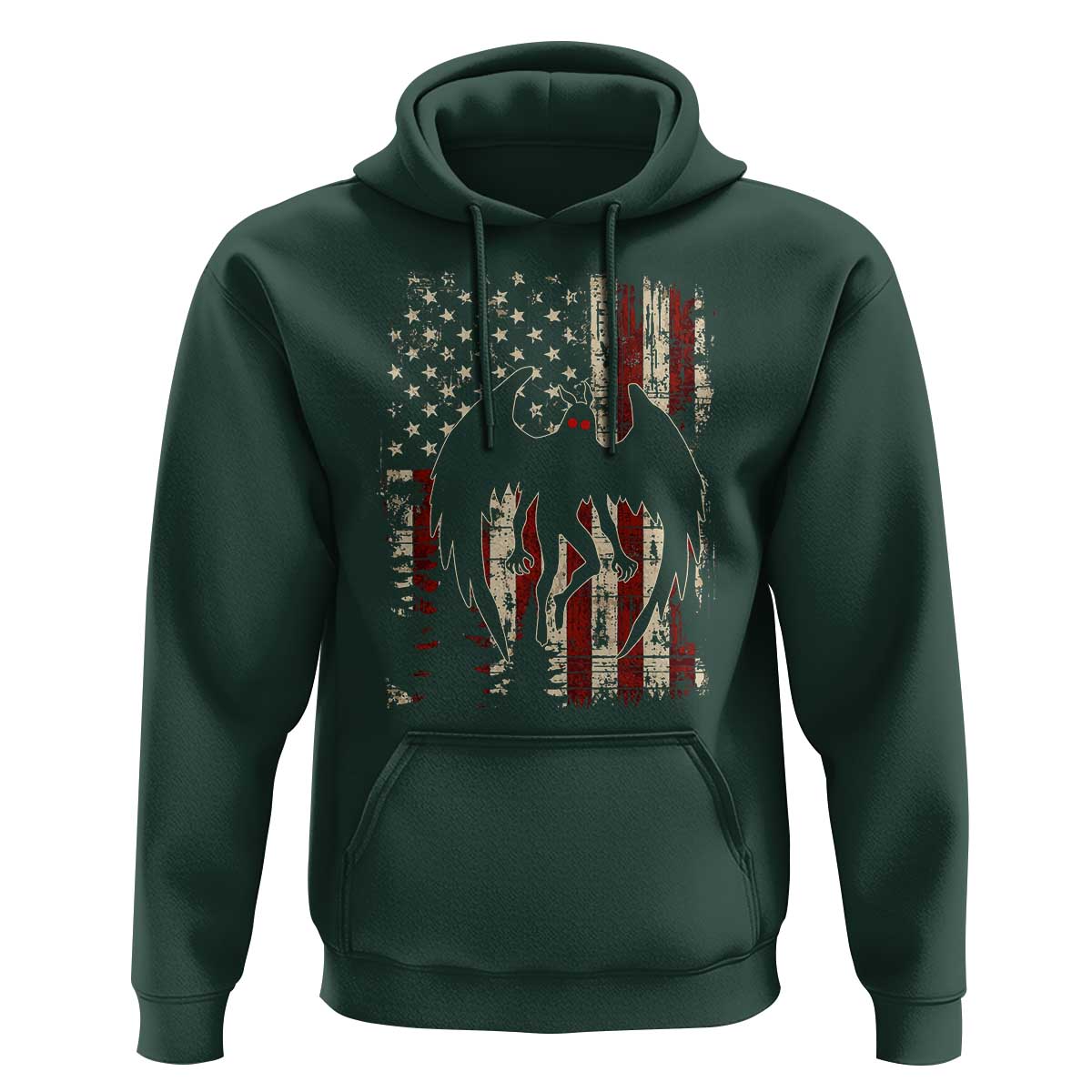 Mothman American Flag Patriotic Cryptid Creature Hoodie