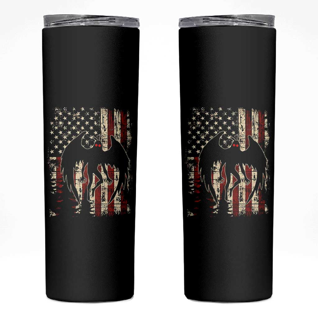 Mothman American Flag Patriotic Cryptid Creature Skinny Tumbler