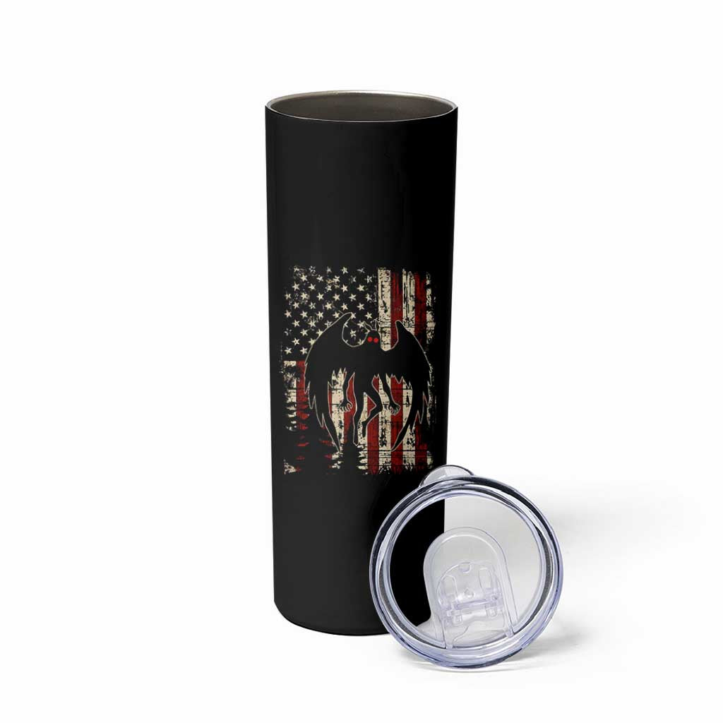 Mothman American Flag Patriotic Cryptid Creature Skinny Tumbler