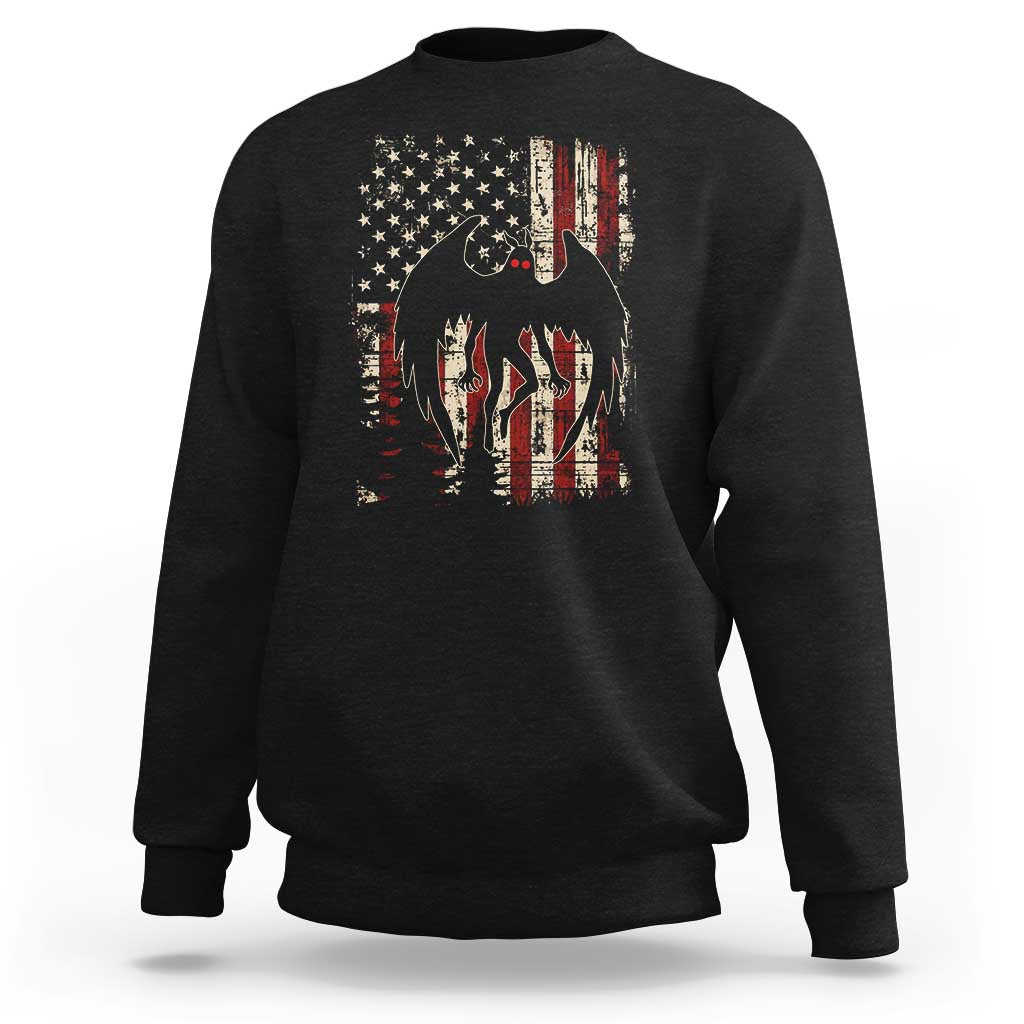 Mothman American Flag Patriotic Cryptid Creature Sweatshirt