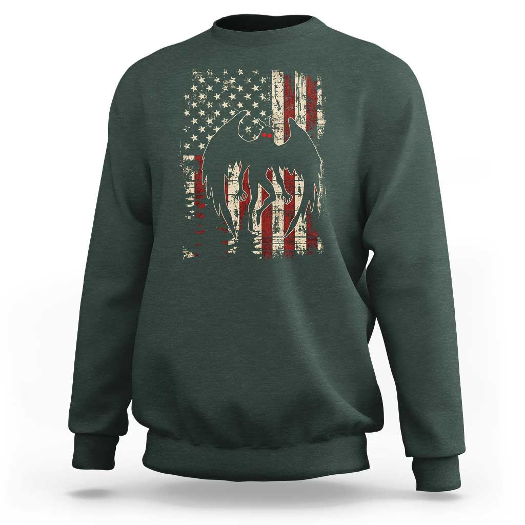Mothman American Flag Patriotic Cryptid Creature Sweatshirt
