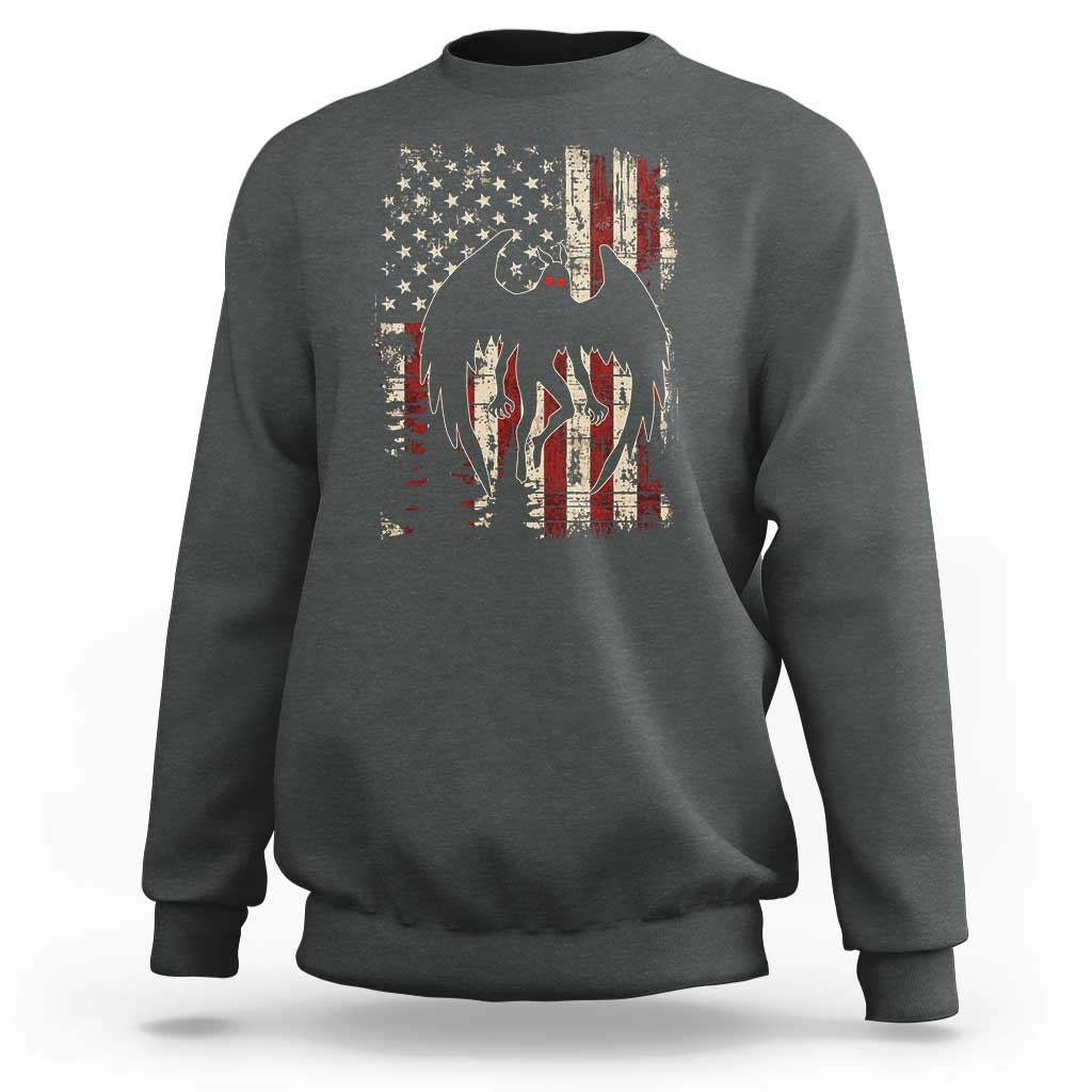 Mothman American Flag Patriotic Cryptid Creature Sweatshirt