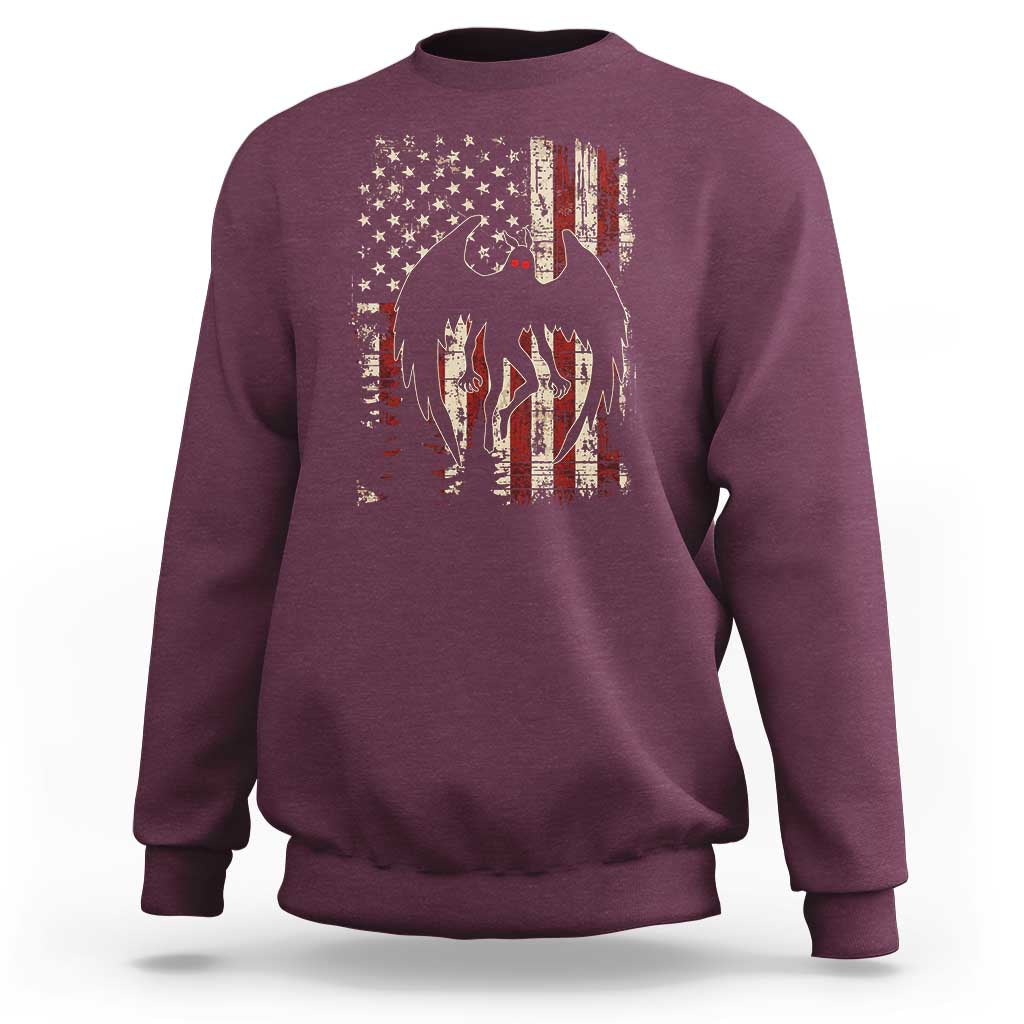 Mothman American Flag Patriotic Cryptid Creature Sweatshirt