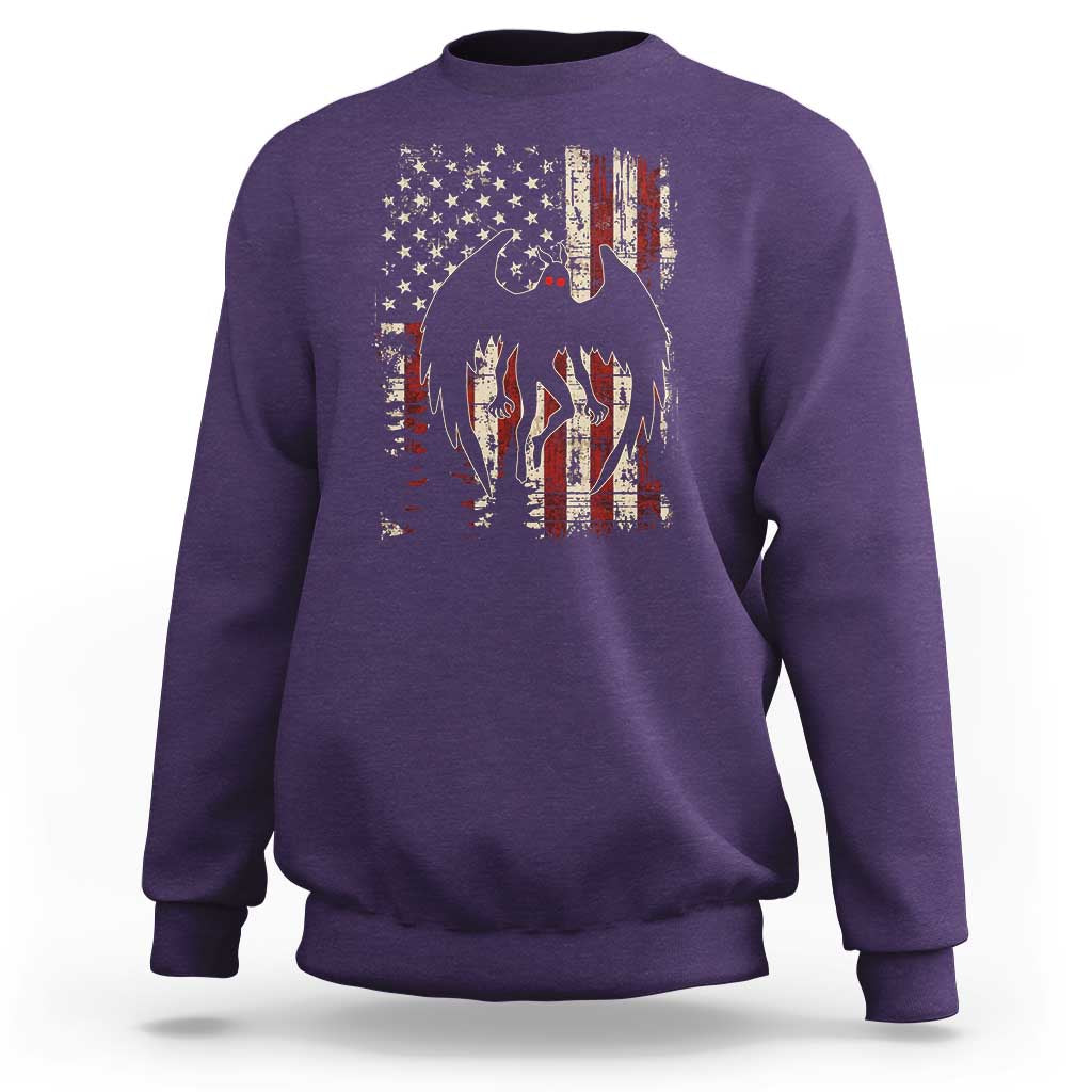 Mothman American Flag Patriotic Cryptid Creature Sweatshirt