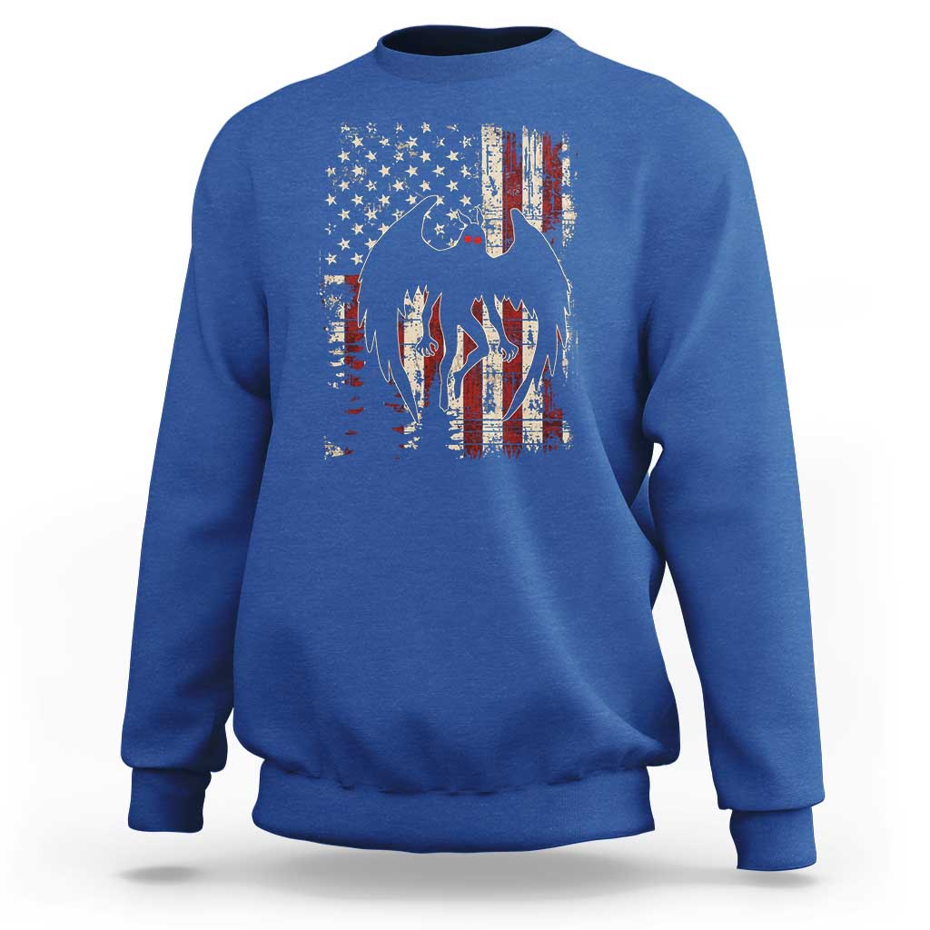 Mothman American Flag Patriotic Cryptid Creature Sweatshirt