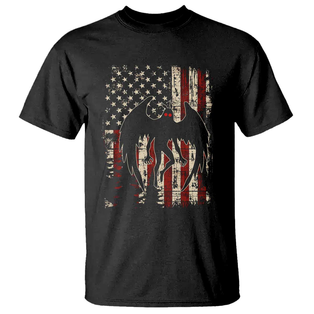 Mothman American Flag Patriotic Cryptid Creature T Shirt