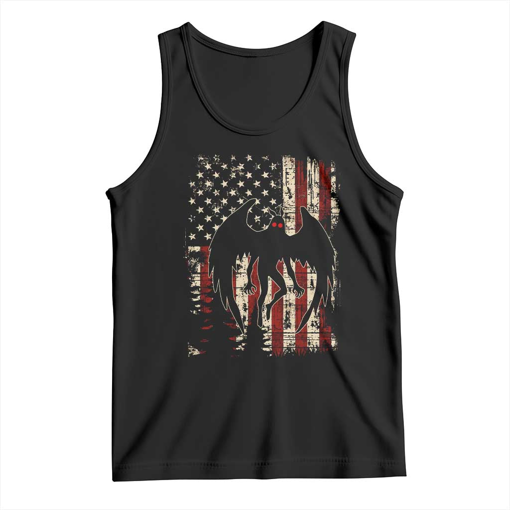 Mothman American Flag Patriotic Cryptid Creature Tank Top