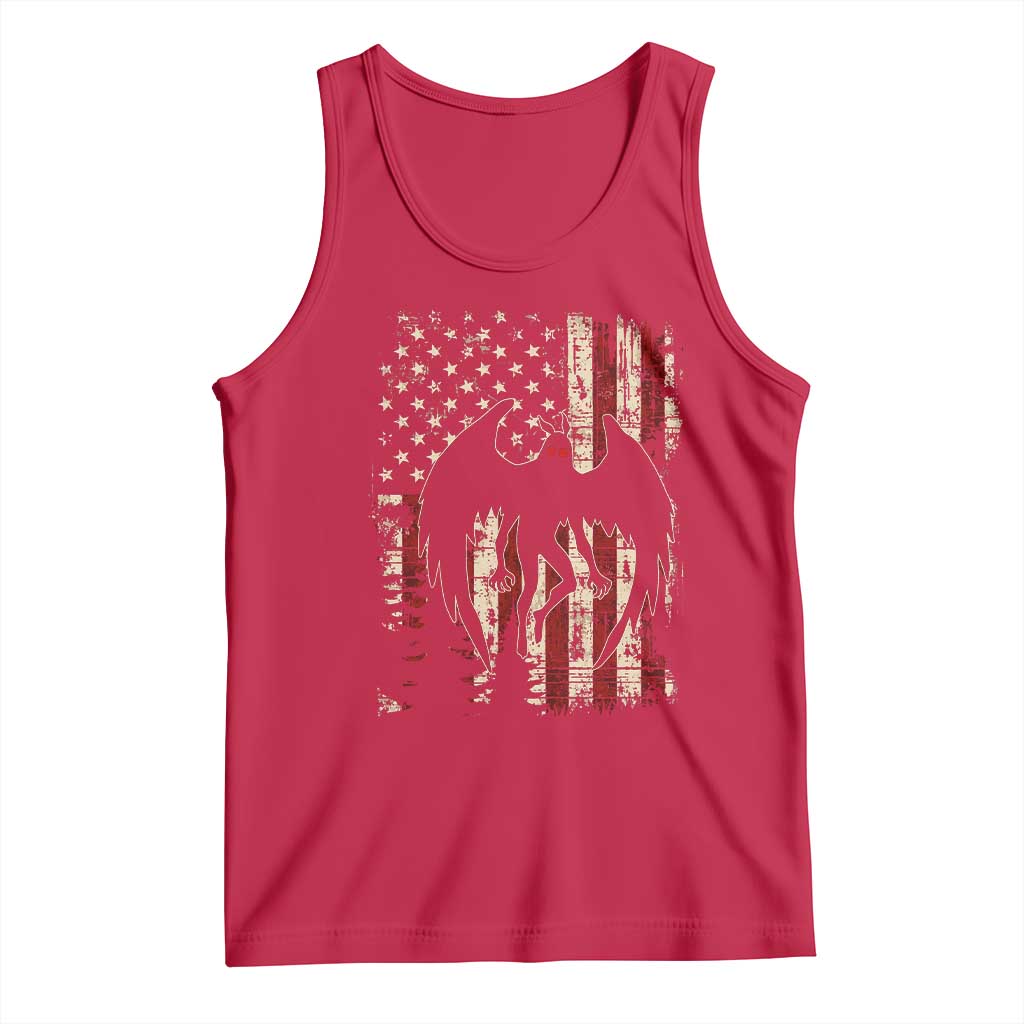 Mothman American Flag Patriotic Cryptid Creature Tank Top