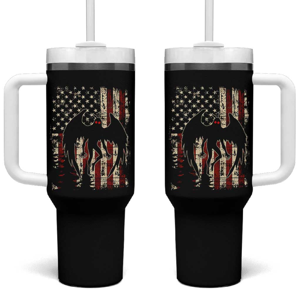 Mothman American Flag Patriotic Cryptid Creature Tumbler With Handle