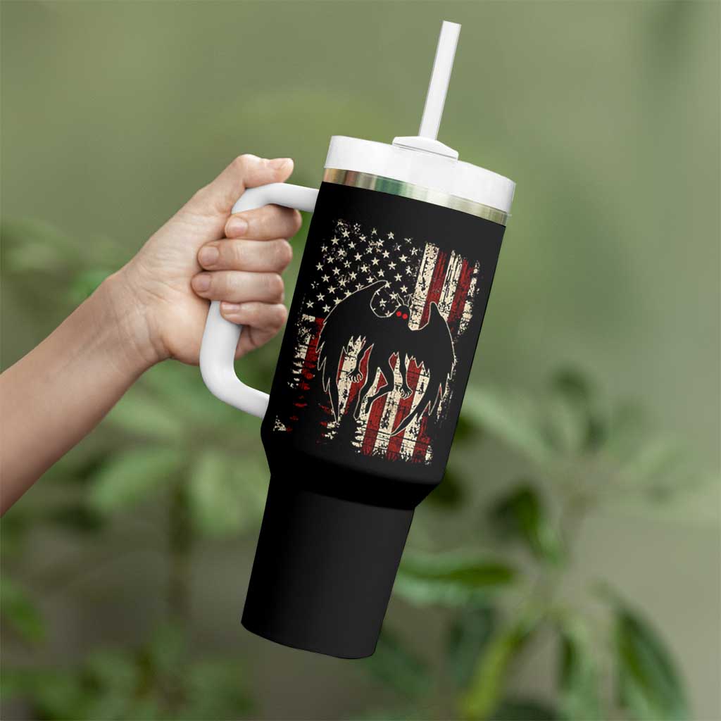 Mothman American Flag Patriotic Cryptid Creature Tumbler With Handle
