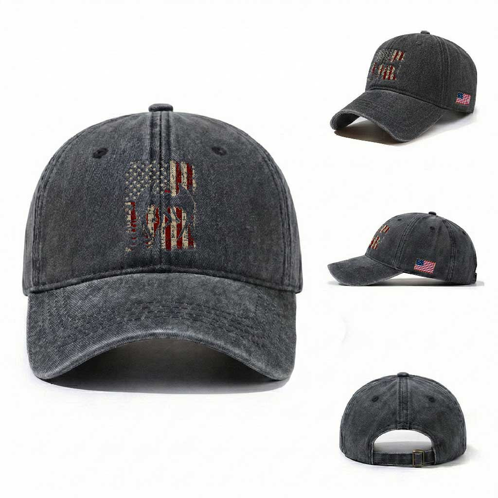 Mothman American Flag Patriotic Cryptid Creature Washed Cotton Baseball Cap