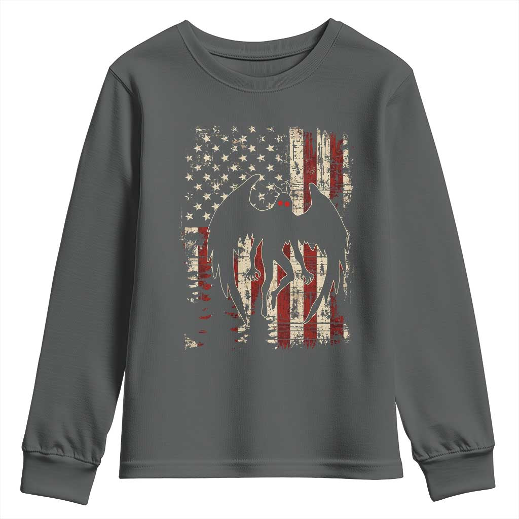 Mothman American Flag Patriotic Cryptid Creature Youth Sweatshirt
