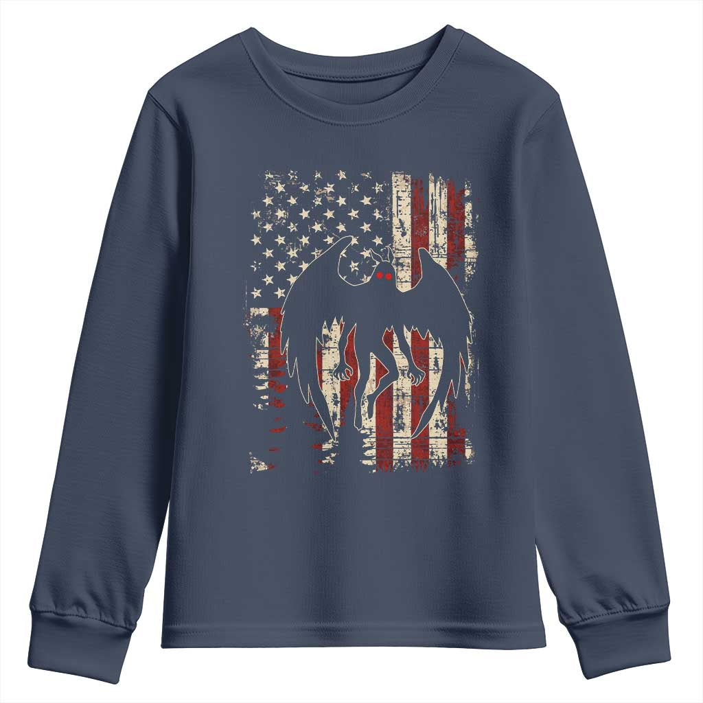Mothman American Flag Patriotic Cryptid Creature Youth Sweatshirt