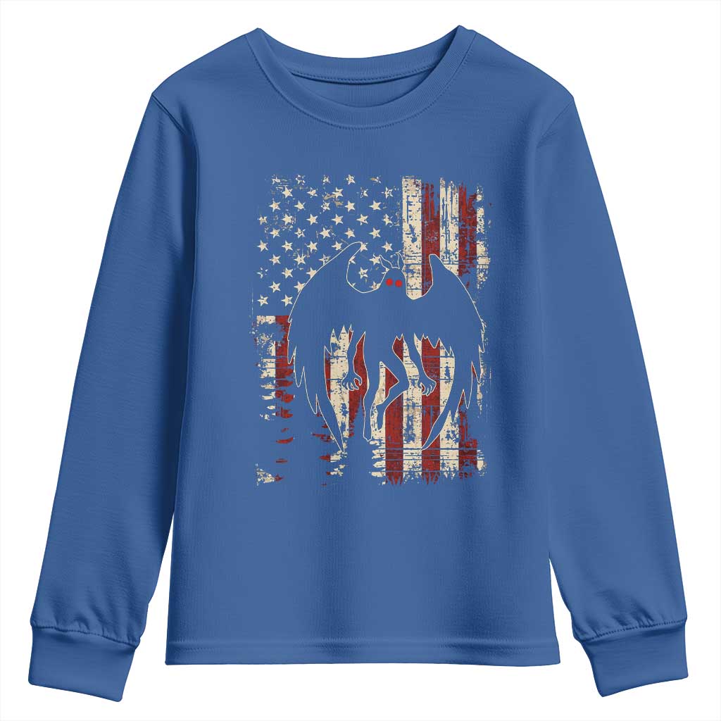 Mothman American Flag Patriotic Cryptid Creature Youth Sweatshirt