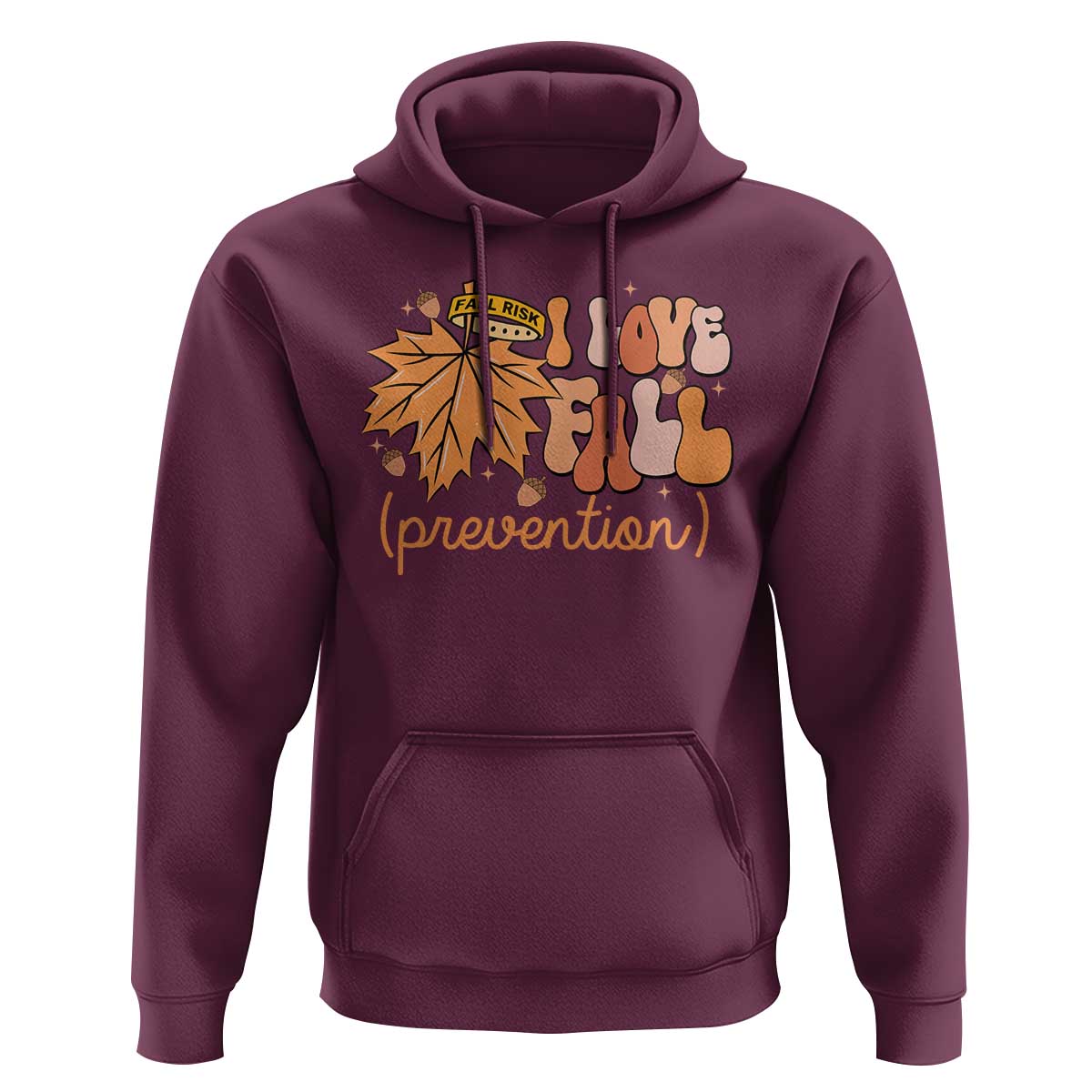 Fall Physical Therapy Hoodie I Love Fall Prevention Retro Groove Maple Leaf Nuts - Wonder Print Shop