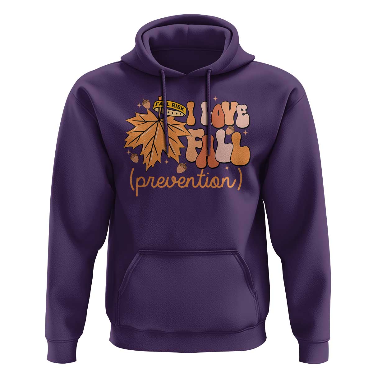 Fall Physical Therapy Hoodie I Love Fall Prevention Retro Groove Maple Leaf Nuts - Wonder Print Shop
