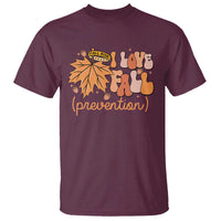 Fall Physical Therapy T Shirt I Love Fall Prevention Retro Groove Maple Leaf Nuts - Wonder Print Shop