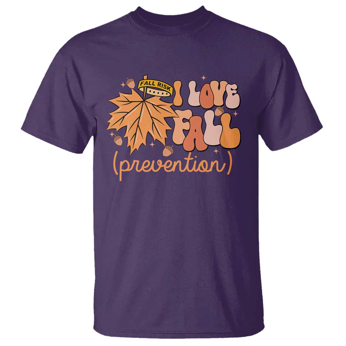 Fall Physical Therapy T Shirt I Love Fall Prevention Retro Groove Maple Leaf Nuts - Wonder Print Shop