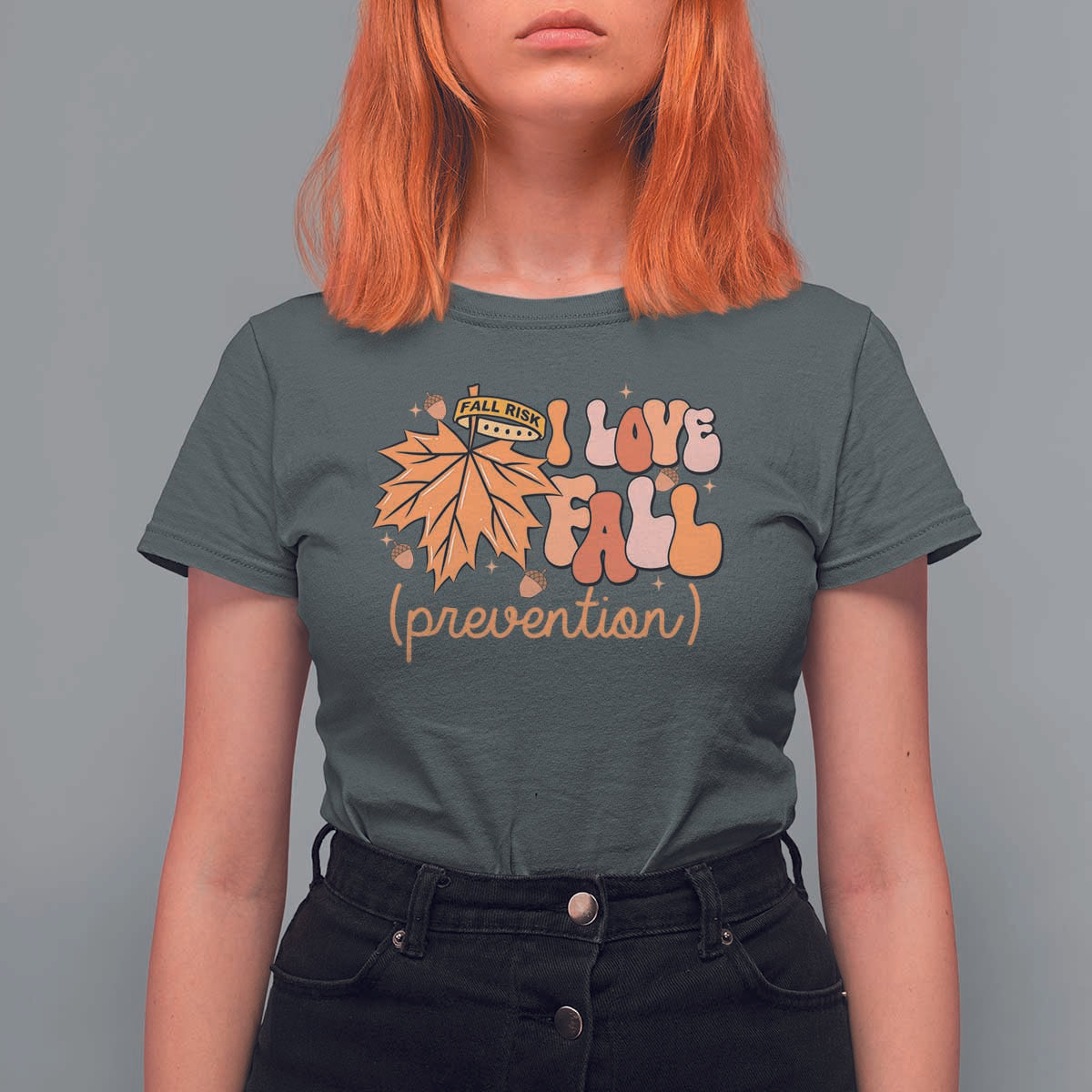Fall Physical Therapy T Shirt For Women I Love Fall Prevention Retro Groove Maple Leaf Nuts - Wonder Print Shop