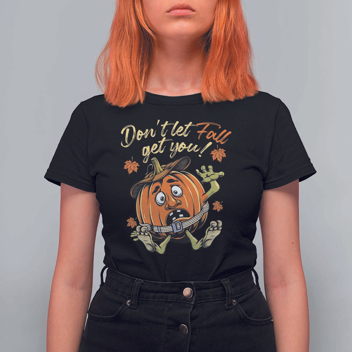 Funny Fall Physical Therapy T Shirt For Women Don't Let Fall Get You Pumpkin Safety Belt Maple Leaf - Wonder Print Shop
