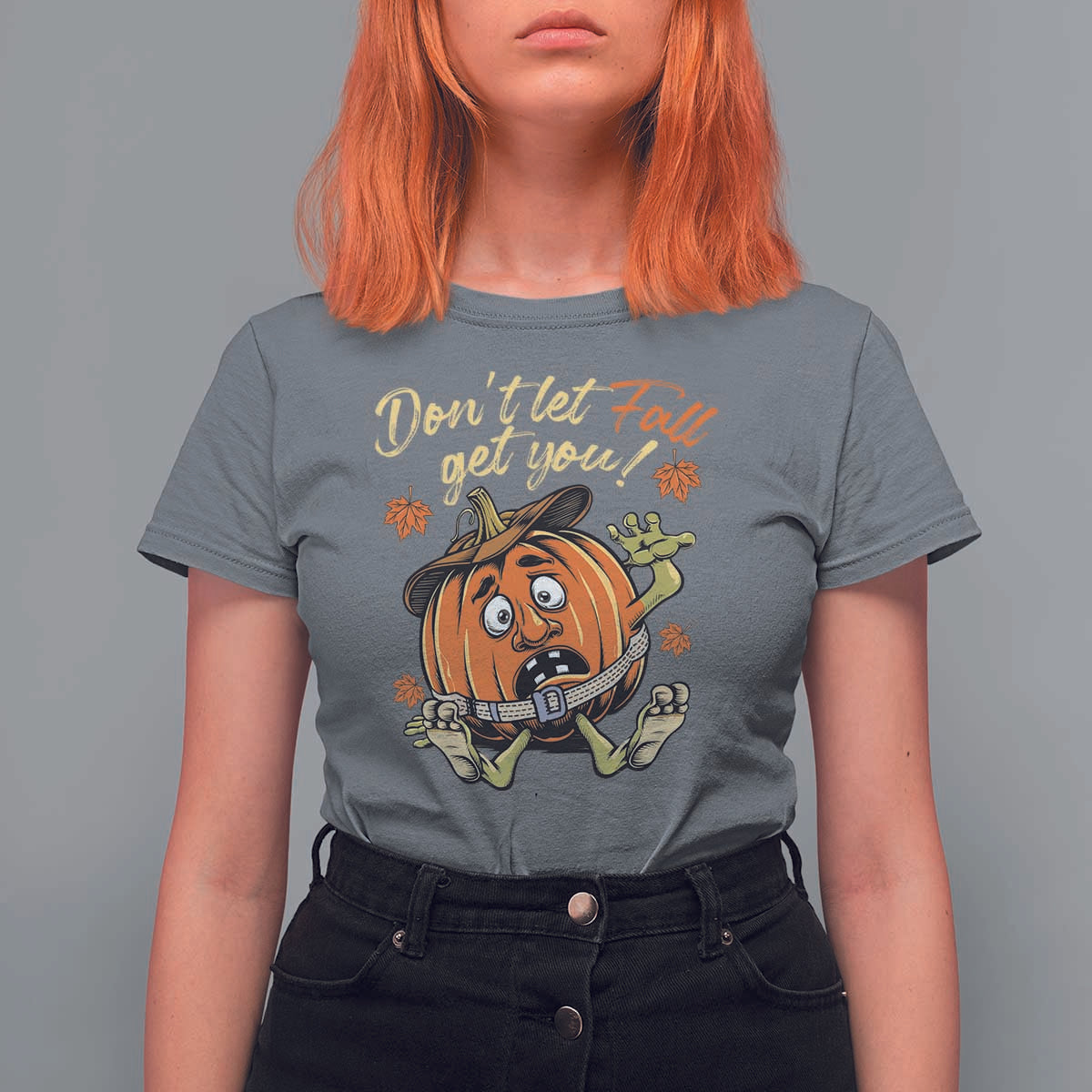 Funny Fall Physical Therapy T Shirt For Women Don't Let Fall Get You Pumpkin Safety Belt Maple Leaf - Wonder Print Shop