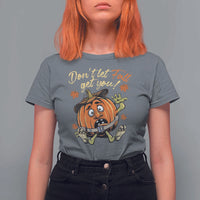 Funny Fall Physical Therapy T Shirt For Women Don't Let Fall Get You Pumpkin Safety Belt Maple Leaf - Wonder Print Shop