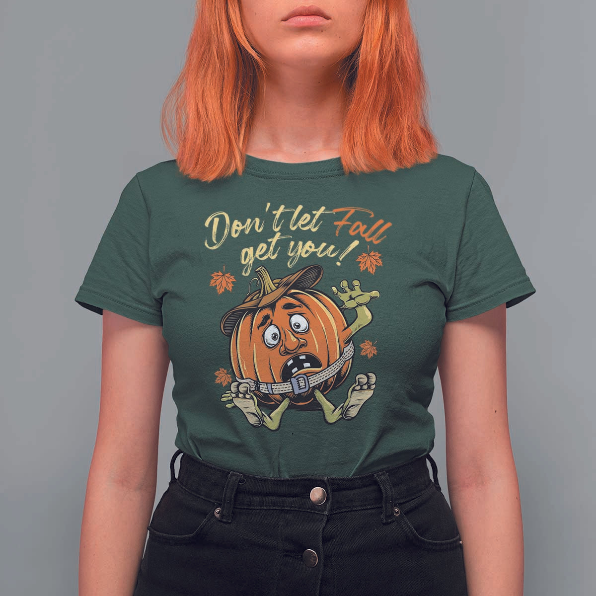 Funny Fall Physical Therapy T Shirt For Women Don't Let Fall Get You Pumpkin Safety Belt Maple Leaf - Wonder Print Shop