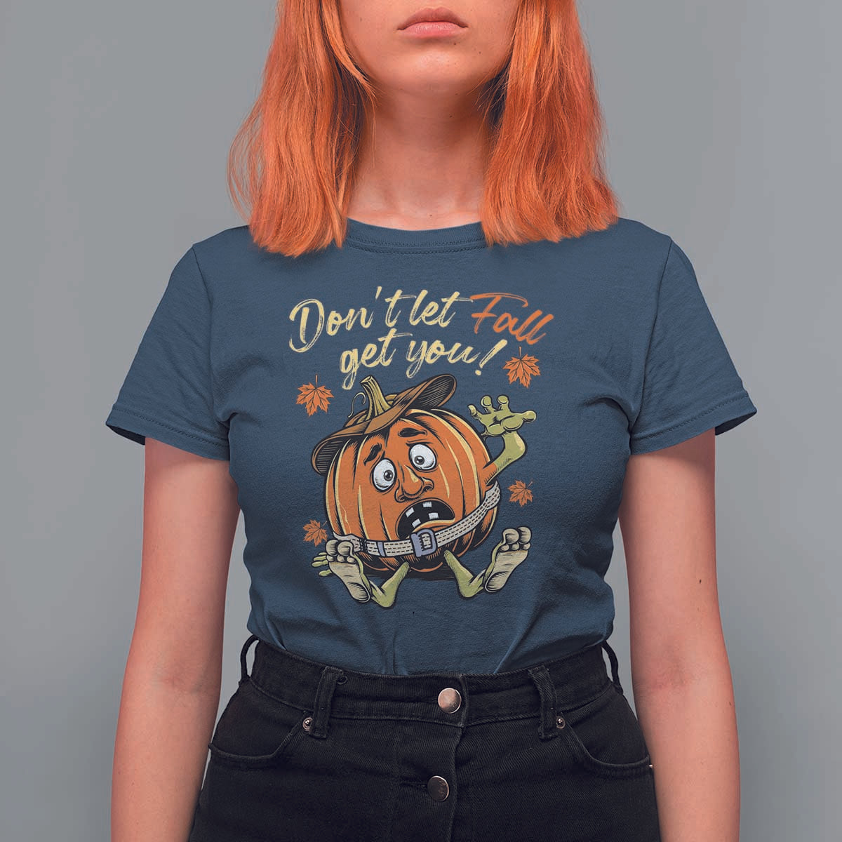 Funny Fall Physical Therapy T Shirt For Women Don't Let Fall Get You Pumpkin Safety Belt Maple Leaf - Wonder Print Shop