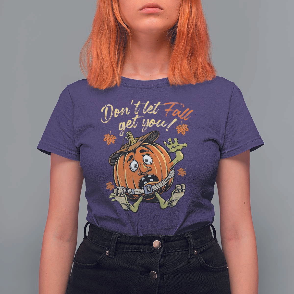 Funny Fall Physical Therapy T Shirt For Women Don't Let Fall Get You Pumpkin Safety Belt Maple Leaf - Wonder Print Shop