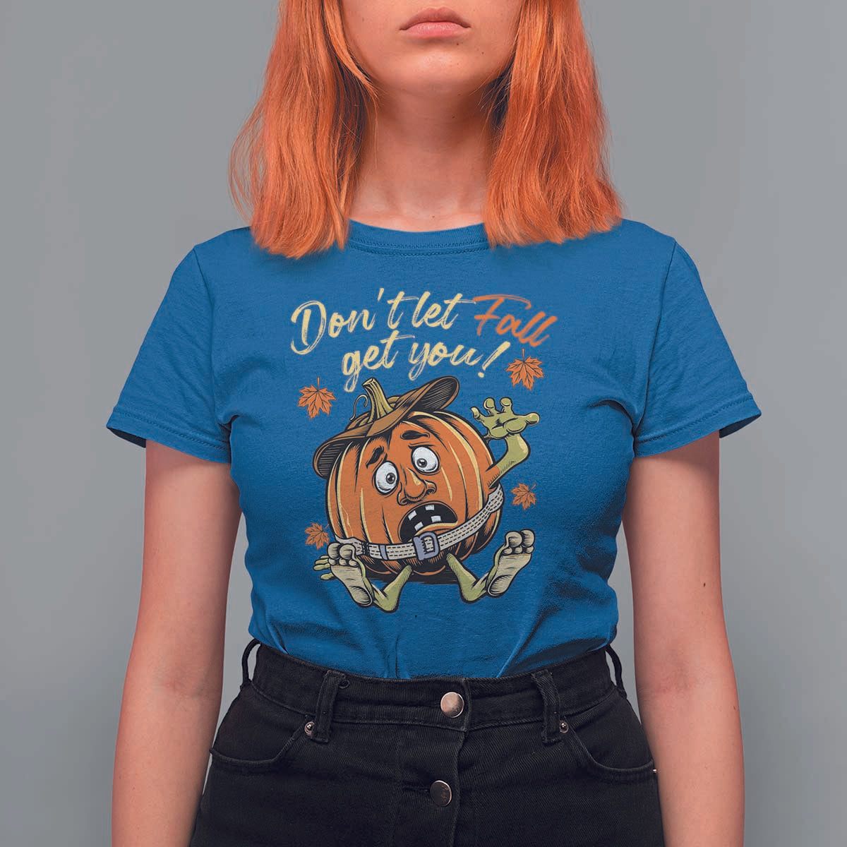 Funny Fall Physical Therapy T Shirt For Women Don't Let Fall Get You Pumpkin Safety Belt Maple Leaf - Wonder Print Shop