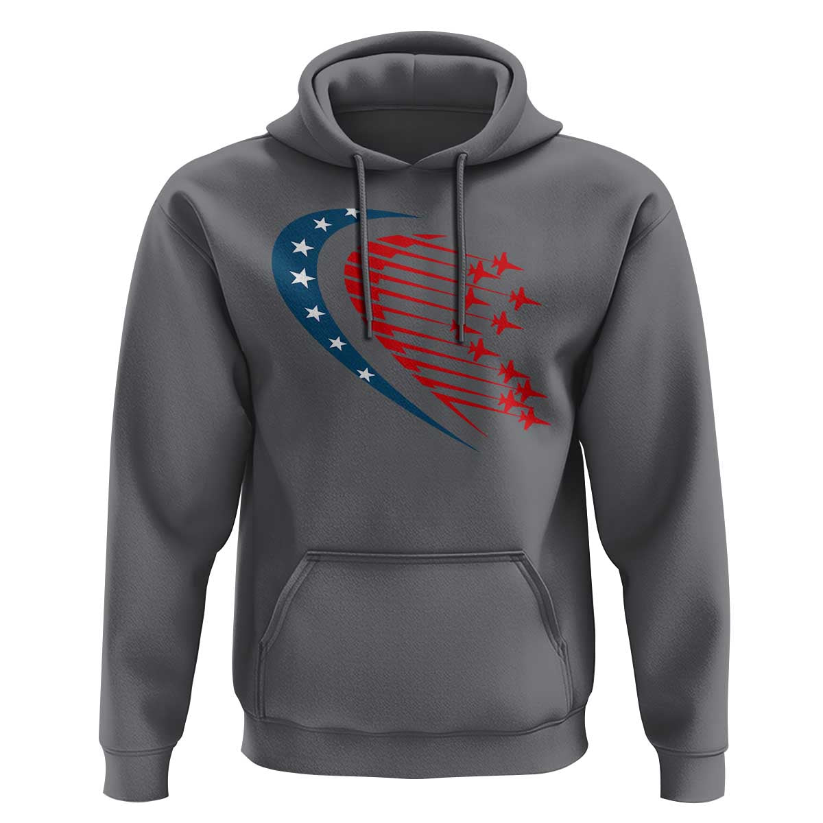 Patriotic Hoodie American Flag Fighter Jets Airplane 4th Of July - Wonder Print Shop
