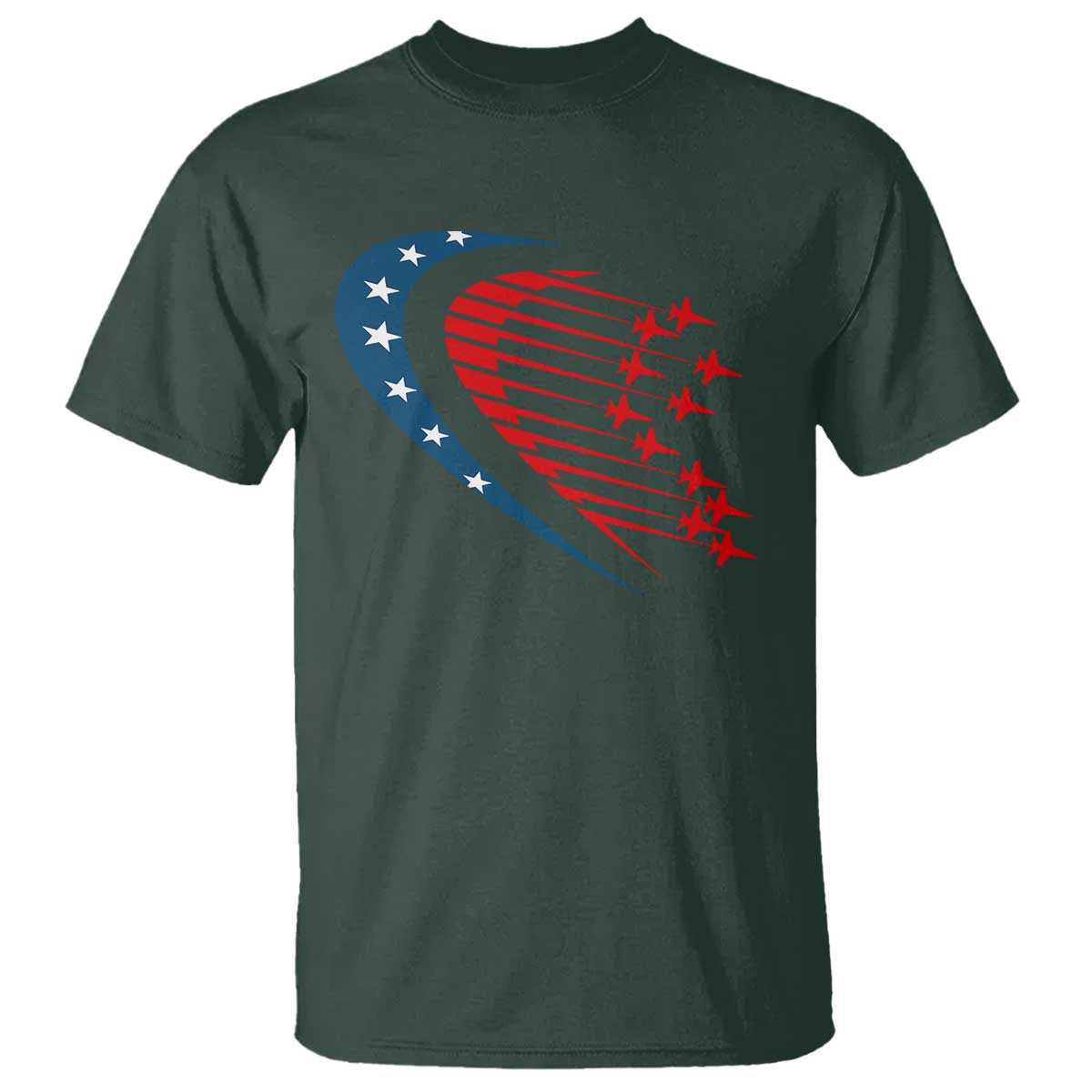Patriotic T Shirt American Flag Fighter Jets Airplane 4th Of July - Wonder Print Shop