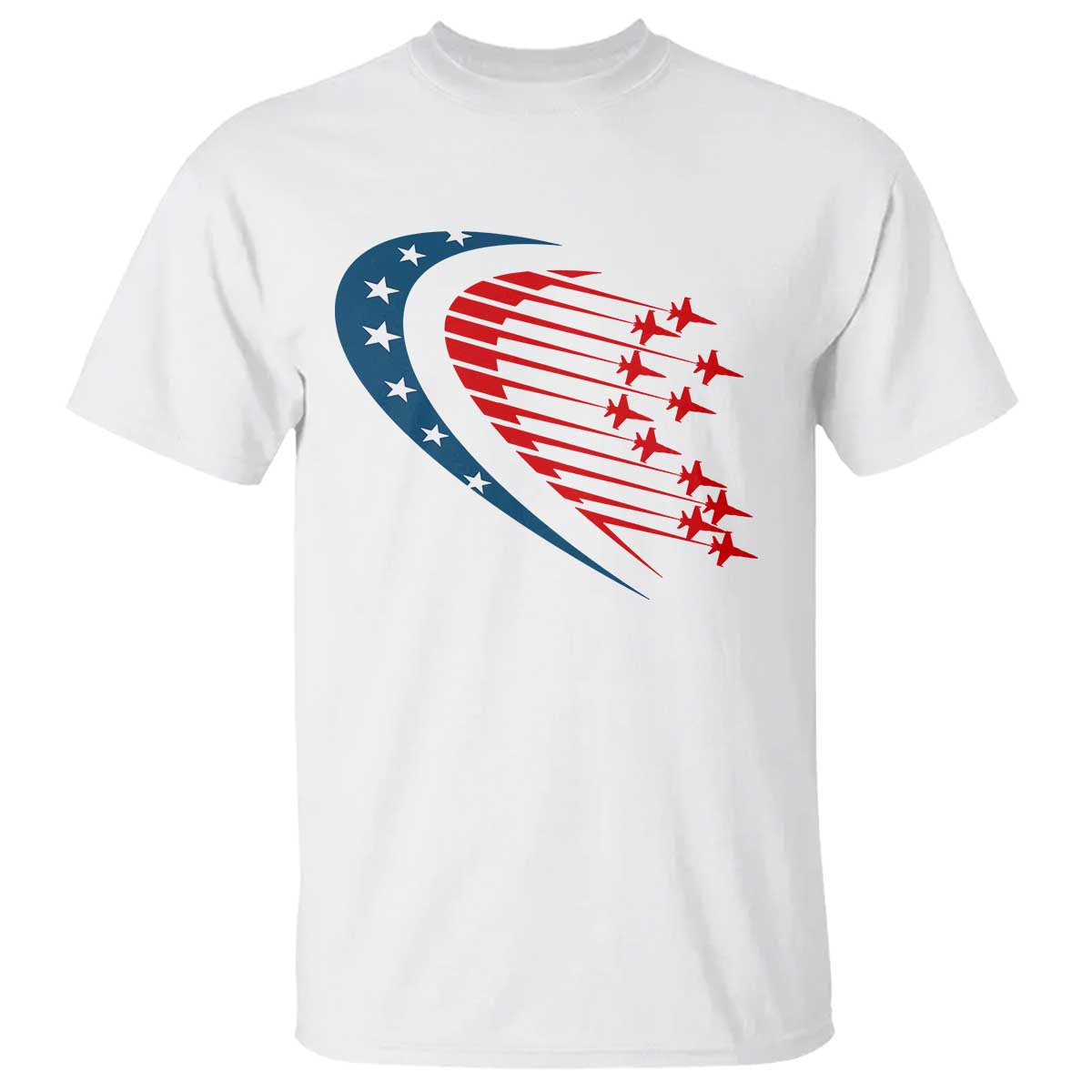 Patriotic T Shirt American Flag Fighter Jets Airplane 4th Of July - Wonder Print Shop