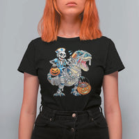 Funny Halloween Nurse T Shirt For Women Skeleton Nurse Riding Mummy Dinosaur Pumpkin Candy - Wonder Print Shop
