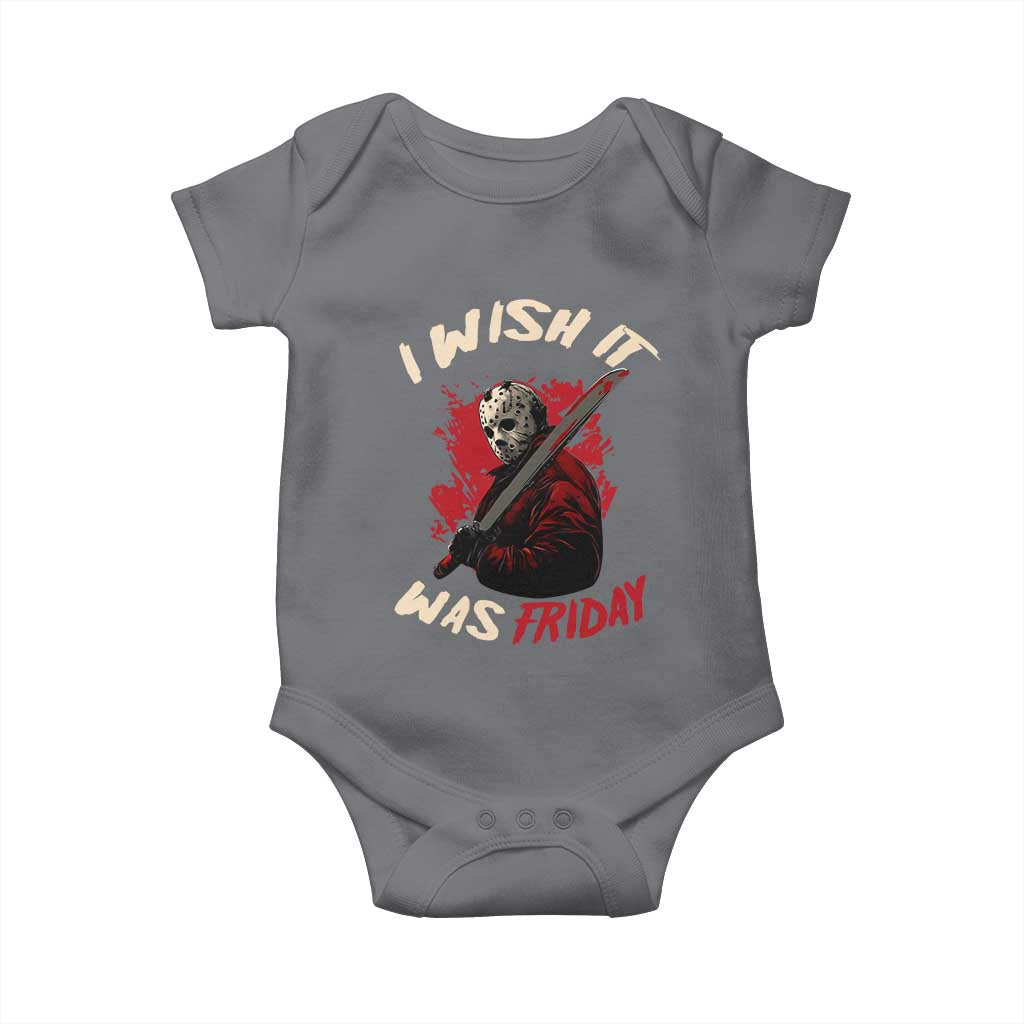 Funny Scary Halloween Slasher Baby Onesie I Wish It Was Friday - Wonder Print Shop