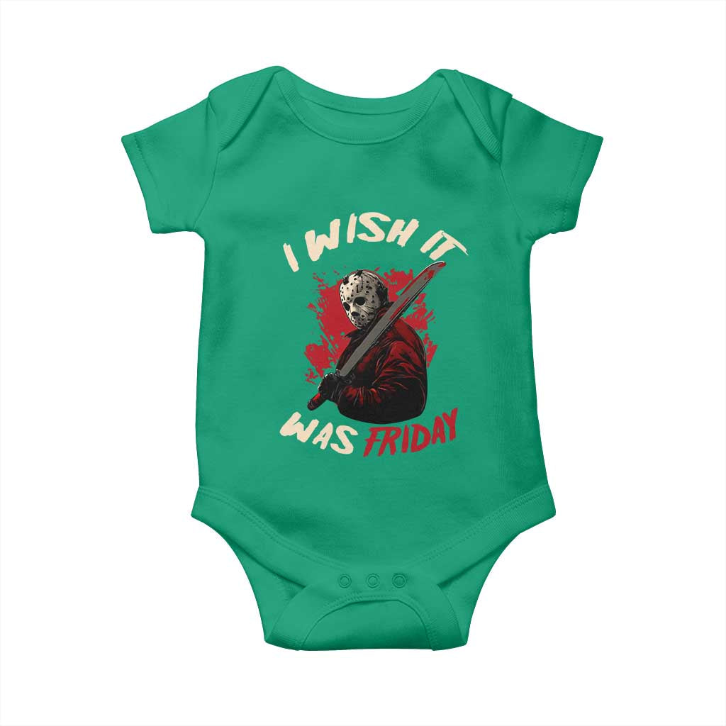 Funny Scary Halloween Slasher Baby Onesie I Wish It Was Friday - Wonder Print Shop