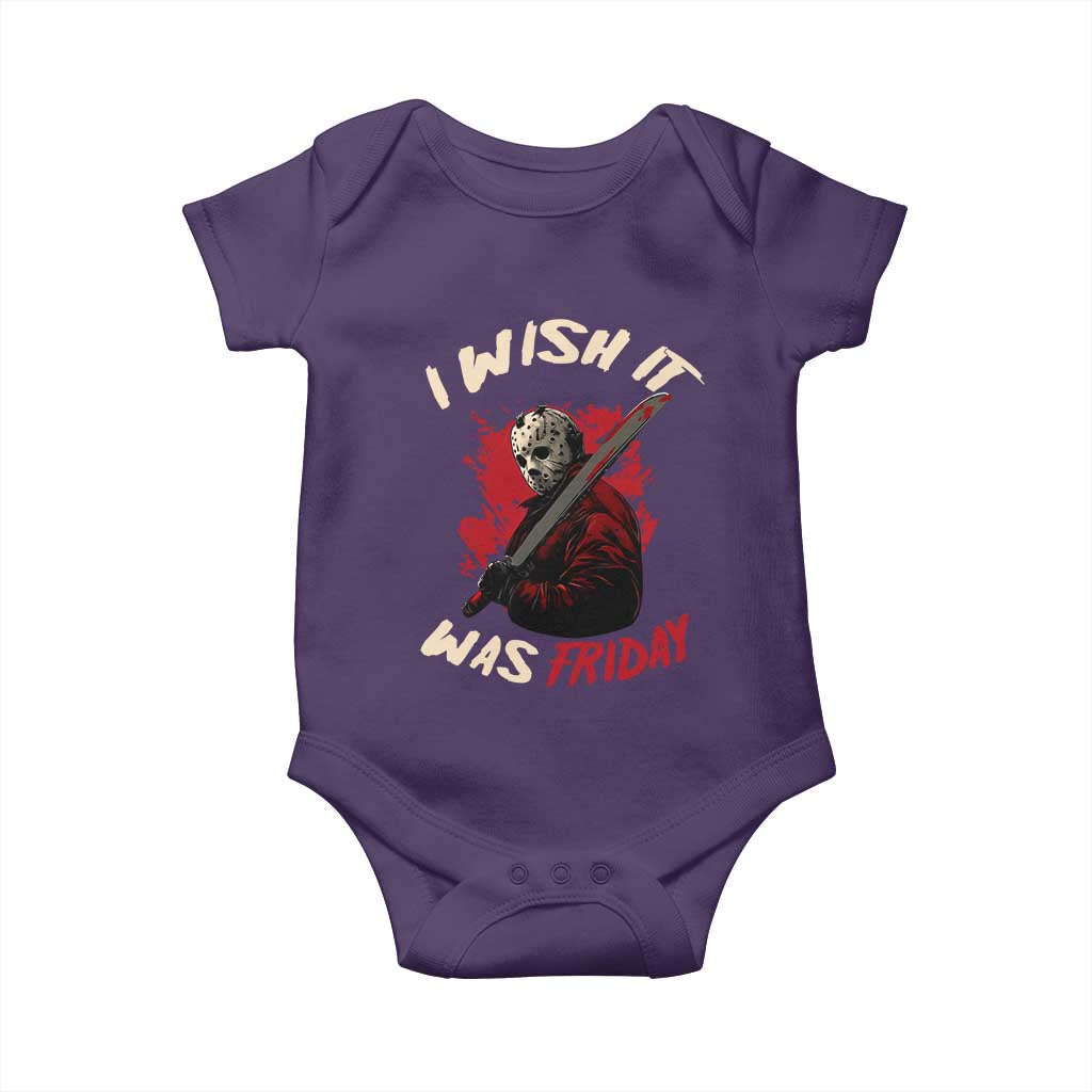 Funny Scary Halloween Slasher Baby Onesie I Wish It Was Friday - Wonder Print Shop