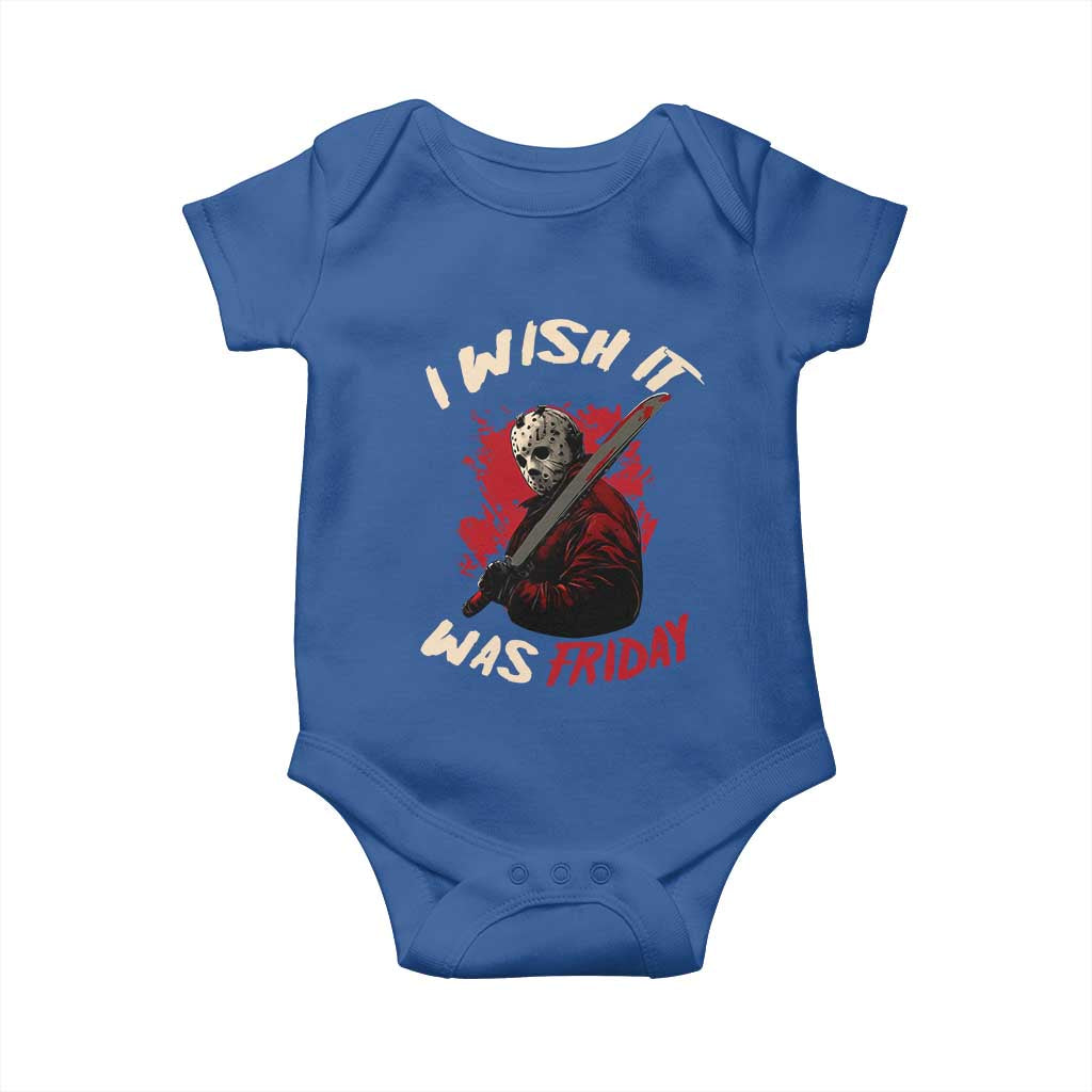 Funny Scary Halloween Slasher Baby Onesie I Wish It Was Friday - Wonder Print Shop