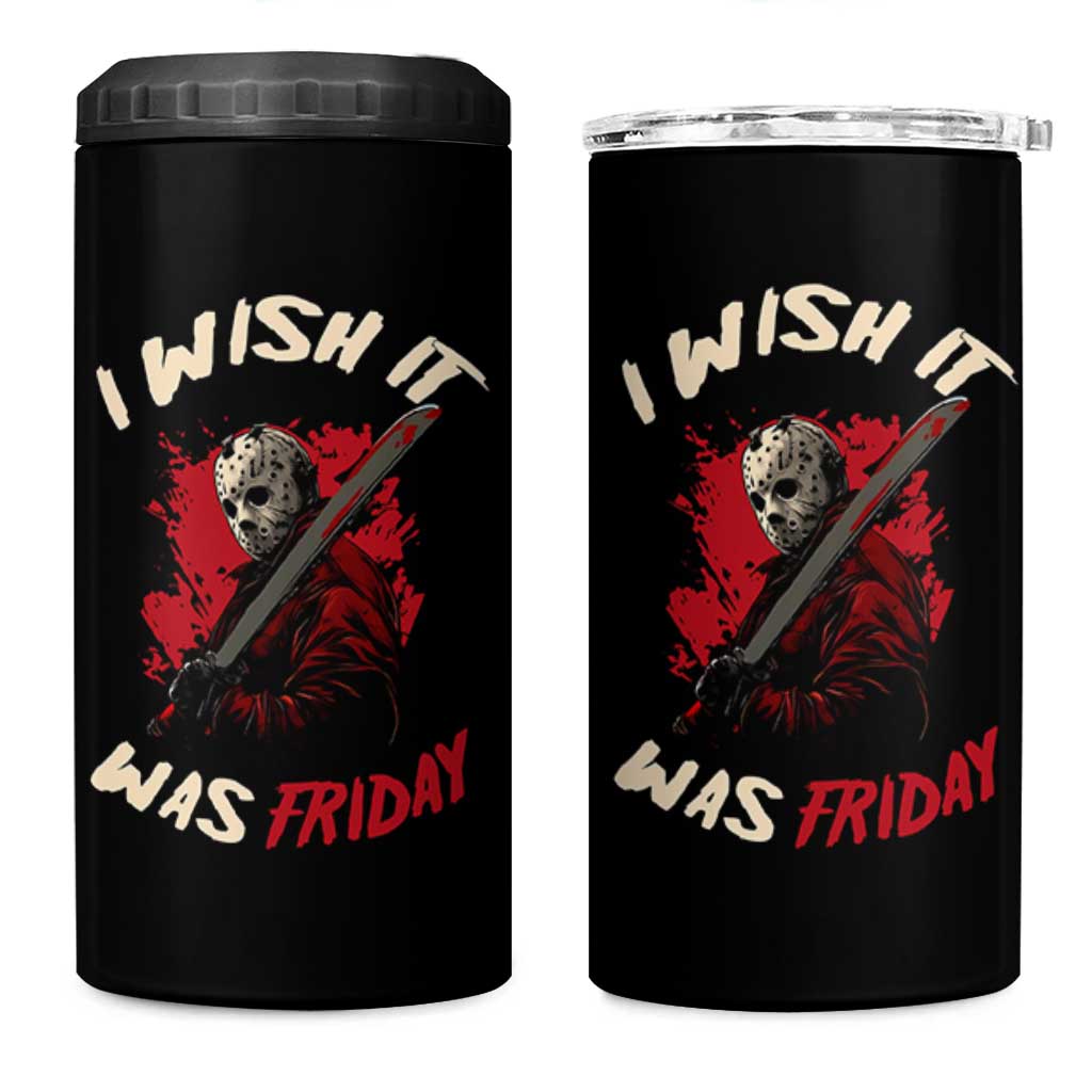 Funny Scary Halloween Slasher 4 in 1 Can Cooler Tumbler I Wish It Was Friday - Wonder Print Shop